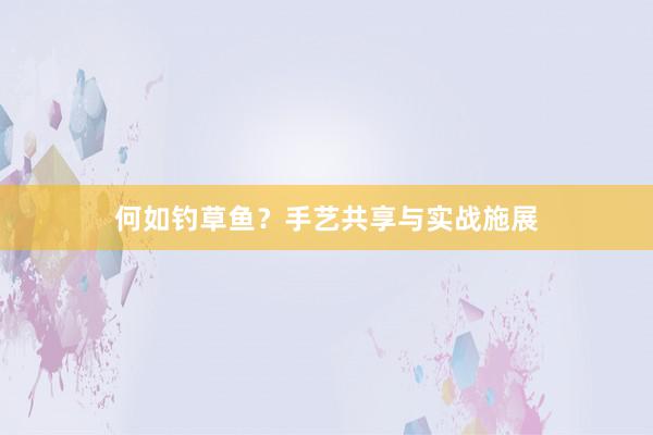 何如钓草鱼？手艺共享与实战施展